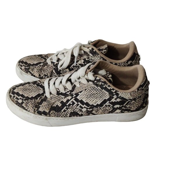 Steve Madden Snake Skin Print Brown Sneakers Fabric Women Size 8.5 M Lace Up - Picture 2 of 10